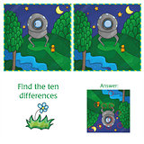 UFO Find 10 differences. Educational game for children