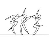 Continuous line drawing of abstract dancers