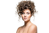 beautiful girl with curly hairdo