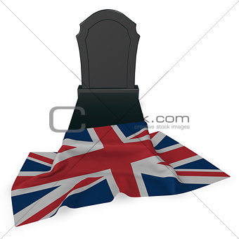 gravestone and flag of great britain - 3d rendering
