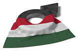 mars symbol and flag of hungary - 3d rendering