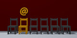 row of chairs and email symbol - 3d rendering