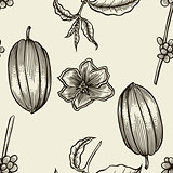 Cocoa hand drawn seamless pattern