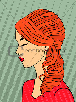 Retro style red-haired girl 