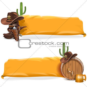 Vector Cowboy Billboards with Yellow Flag