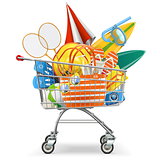 Vector Supermarket Cart with Beach Accessories