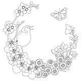 Spring floral elegant wreath coloring page