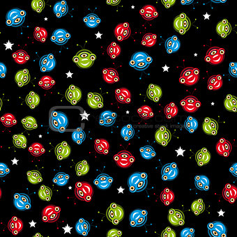 Seamless pattern with aliens. vector.