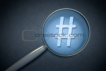 magnifying glass hashtag sign