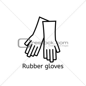 Rubber gloves simple line icon. Protective medical latex glovev thin linear signs. Concept for websites, infographic, mobile applications.