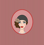 Flapper girl 20s-30s style portrait vignette frontispiece