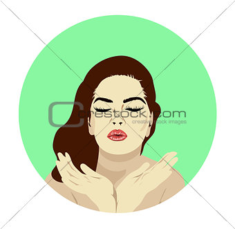 Lovely female face. Beauty icon or sign for hairdressing, barber or beauty salon, estetic medicine centre