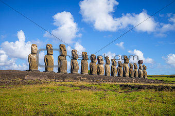 Moais statues, ahu Tongariki, easter island