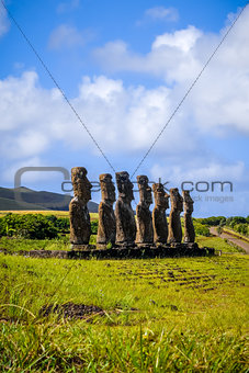 Moais statues, ahu Akivi, easter island