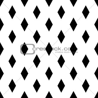 Seamless rhombs geometric black and white pattern.