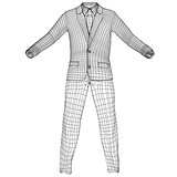 Mans suit in wire-frame style