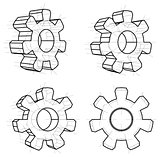 Four wire-frame gears