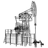 Oil pump jack in wire-frame style