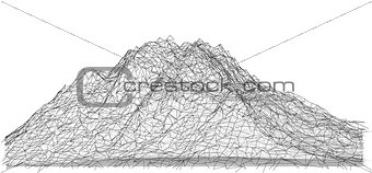 Wireframe polygonal landscape. Vector Illustration