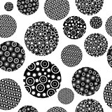 Black and white seamless pattern with round shapes