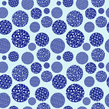 Blue seamless pattern with round shapes