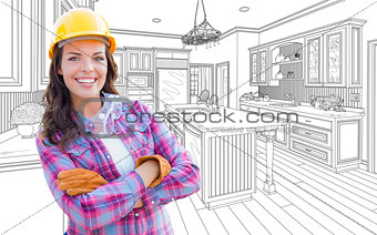 Female Construction Worker With Hard Hat, Gloves and Goggles In 