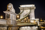 The Chain Bridge in Budapest in the evening. Sightseeing in Hungary