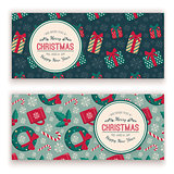 Holiday objects pattern and greeting text.