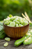 Fresh green broad beans
