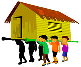people carrying house