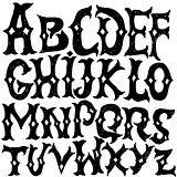 Antique alphabet. Gothic letters. Vintage hand drawn font. Western vector grunge lettering.