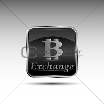 The vector button with bitcoin symbol