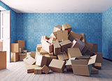 the heap of the cardboard boxes