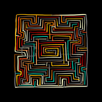 Labyrinth square, sketch for your design