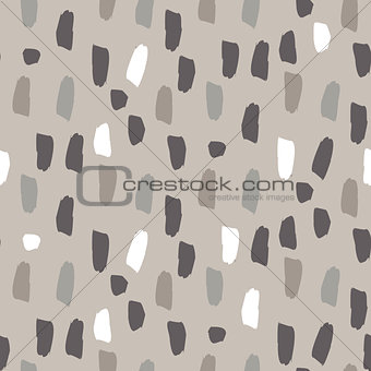 Paint splash brushstrokes seamless vector gray brown pattern.