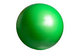 Close up of an green fitness ball isolated on white background