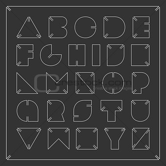 Contour font. Vector minimalistic english alphabet.