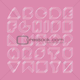 Vector minimalistic font. English alphabet. Letters with stereo effect.