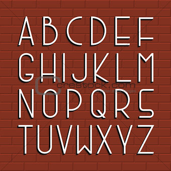 Thin retro font. Vector english alphabet.