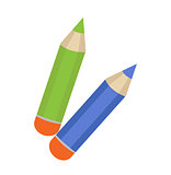 Pencil icon, flat, cartoon style. Isolated on white background. Vector illustration.