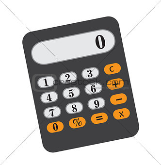 Calculator icon, flat, cartoon style. Isolated on white background. Vector illustration.