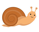 Cute snail icon flat or cartoon style. Isolated on white background. Vector illustration.