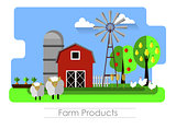 Farming background with barn