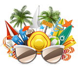 Vector Beach Concept with Sunglasses