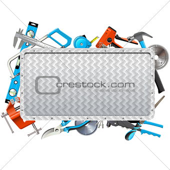 Vector Metal Frame with Hand Tools
