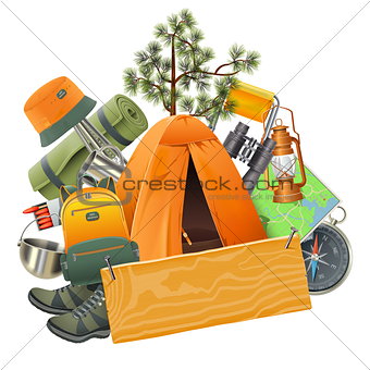 Vector Camping Concept with Tent
