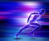 3D male figure sprinting with motion effect