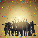 Party people on a confetti background