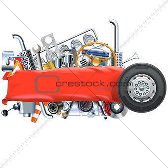 Vector Banner with Truck Spares