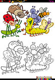 insect characters group coloring book
